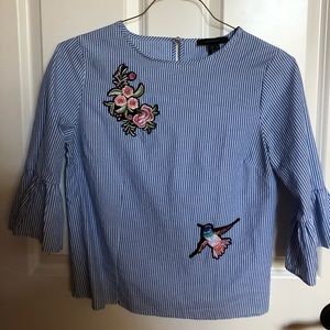 Blue striped Shirt with Ruffled sleeves
